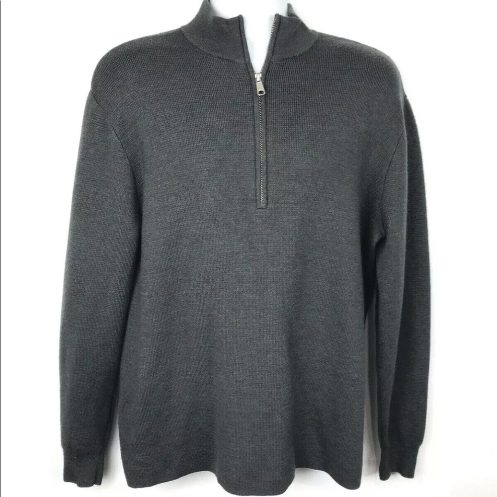 EVERLANE Men's Sweater Wool Blend Zip Gray Size L